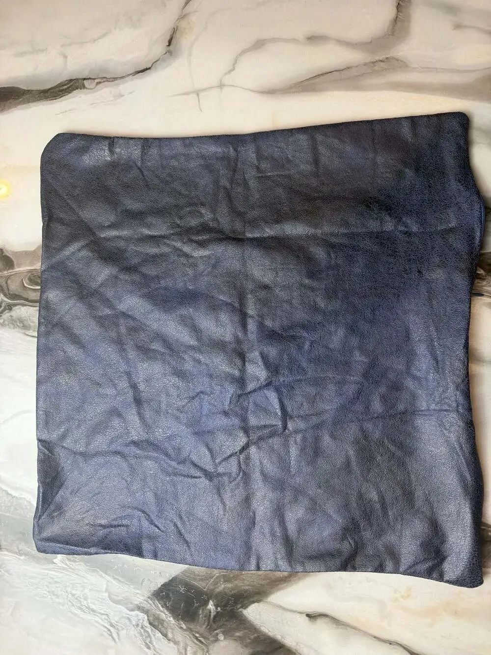Faux Leather Pillow Cover, 17.5”x 16.5” Navy Blue